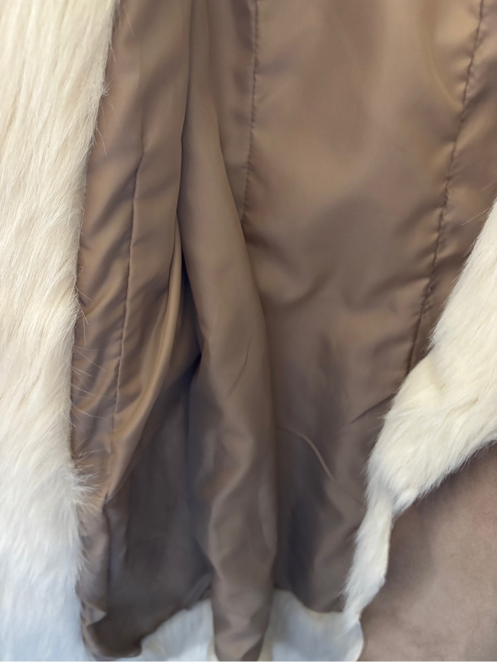 Wilsons Leather Taupe Suede Trench Coat with Cream Shearling Collar - Picture 3 of 7
